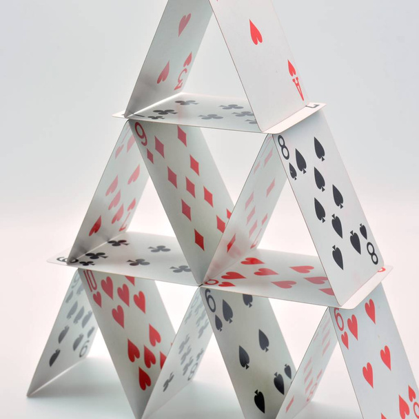 House of cards made with poker cards, French deck - Photo, Image