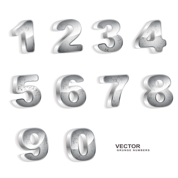 3D-s fémes grunge-számok - Vektor, kép