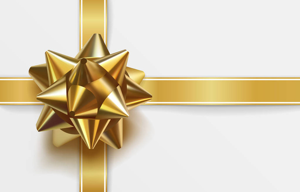Glossy golden bow. Greeting card template - Διάνυσμα, εικόνα