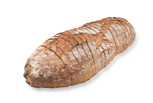 Fresh black bread, sliced, isolated on white background - Fotó, kép
