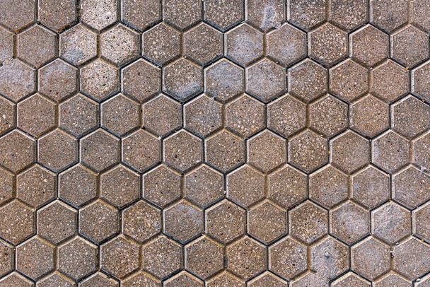 Hexagonal concrete pavement tiles background - 写真・画像