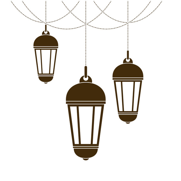 Ramadan Kareem lámpás lógott ikon - Vektor, kép