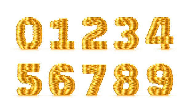Vector lettertypestijl gemaakt van gouden munten. - Vector, afbeelding