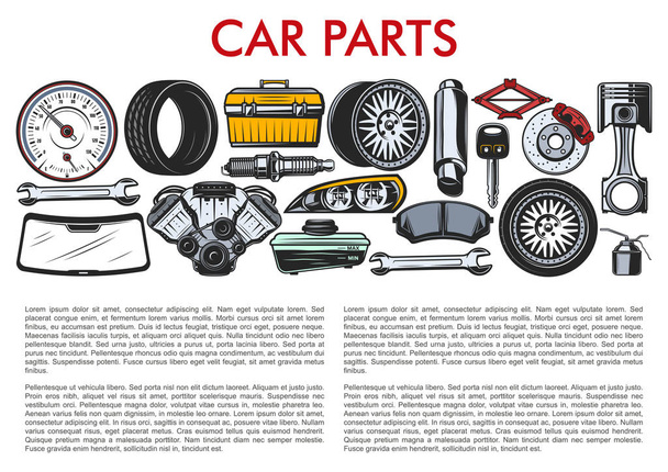 Peças de carro e ferramentas mecânicas de serviço de automóveis
 - Vetor, Imagem