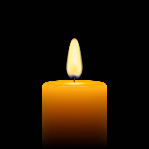 Vektor Stock Illustration der gelben Kerze auf schwarzem Hintergrund - Vektor, Bild