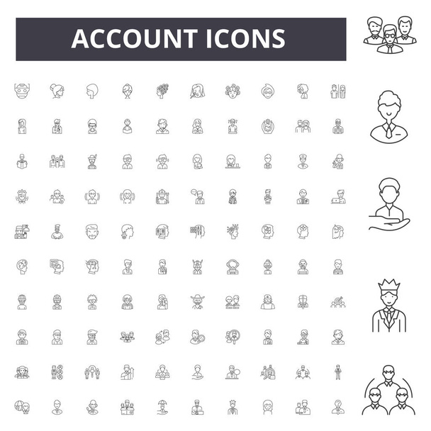 Icônes de ligne de compte, signes, jeu de vecteurs, illustration de concept de contour
 - Vecteur, image