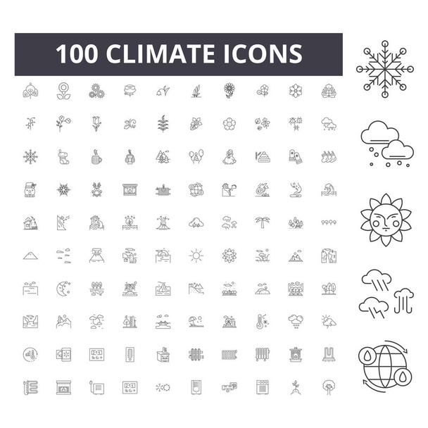 Εικονίδια γραμμής κλίματος, πινακίδες, σύνολο διανύσματος, εικόνα διάρθρωσης  - Διάνυσμα, εικόνα