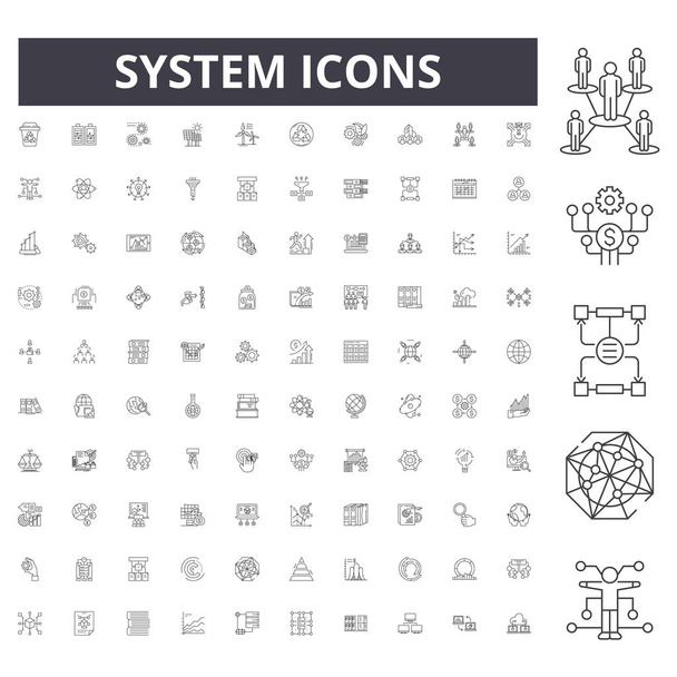 Ikony systémového řádku, značky, sada vektorů, konceptuální znázornění osnovy  - Vektor, obrázek