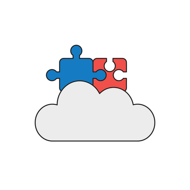 Concept d'icône vectorielle de pièces de puzzle connectées sur nuage
. - Vecteur, image