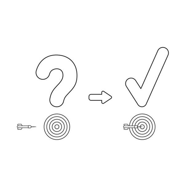Vektor-Icon-Konzept von Fragezeichen und Häkchen mit Bullen e - Vektor, Bild