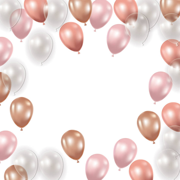 πλαίσιο με μπαλόνια ηλίου σε λευκό φόντο - Διάνυσμα, εικόνα