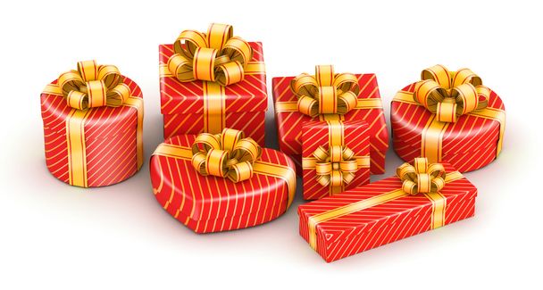 Diferentes formas cajas de regalo rojas
 - Foto, imagen