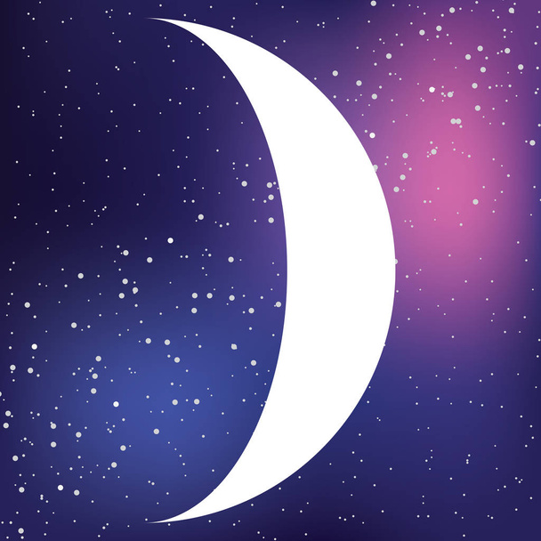 Icono ilustrado aislado sobre un fondo - Luna creciente encerada
 - Vector, Imagen