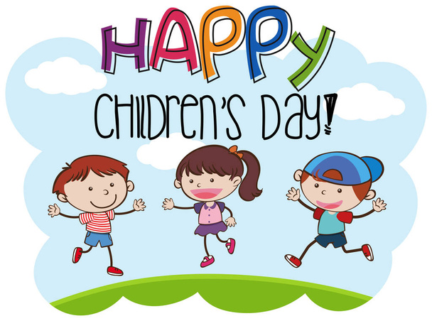 Happy childrens day kid scene - Διάνυσμα, εικόνα