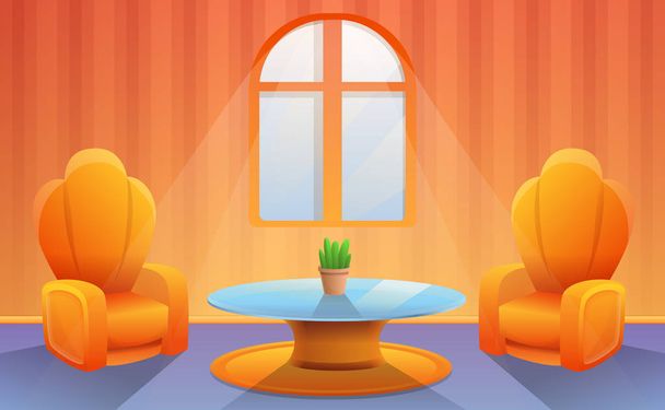 cartoon interior of living room with two chairs, vector illustra - Vector, Image