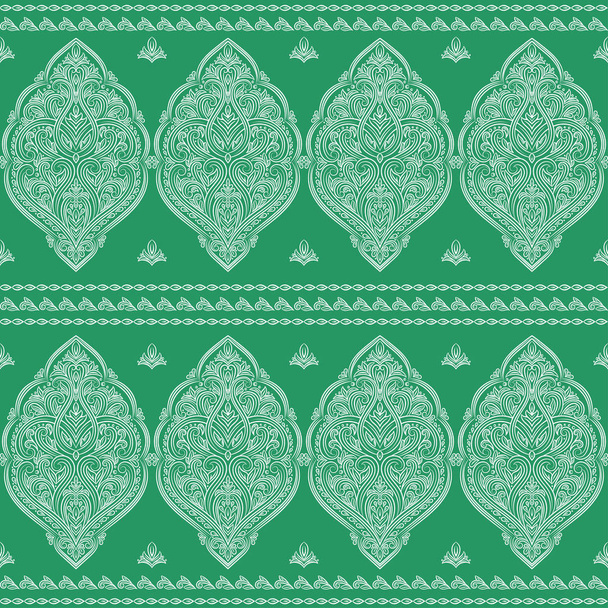 Green and white floral seamless pattern. Vintage vector, luxury elements. Great for fabric, invitation, flyer, menu, brochure, background, wallpaper, decoration, packaging or any desired idea. - Vector, Image
