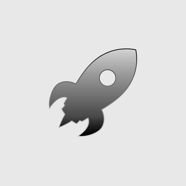 Icono ilustrado aislado sobre un fondo - cohete espacial
 - Vector, imagen