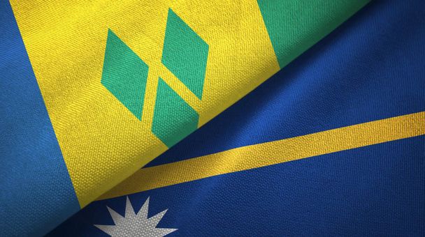 Saint Vincent ja Grenadiinit ja Nauru kaksi lippua
 - Valokuva, kuva