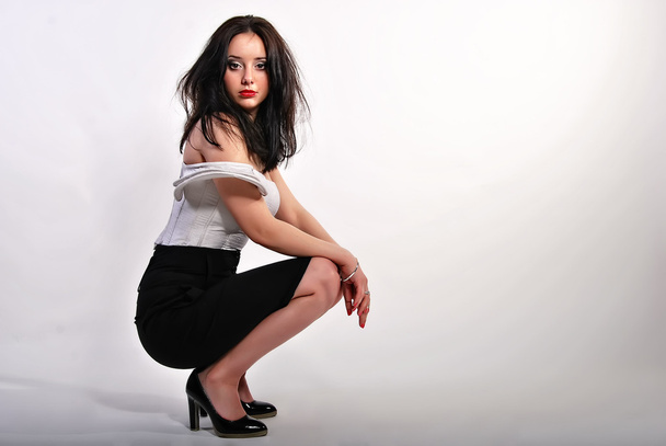 Model, girl, studio, background, white, - Foto, Bild