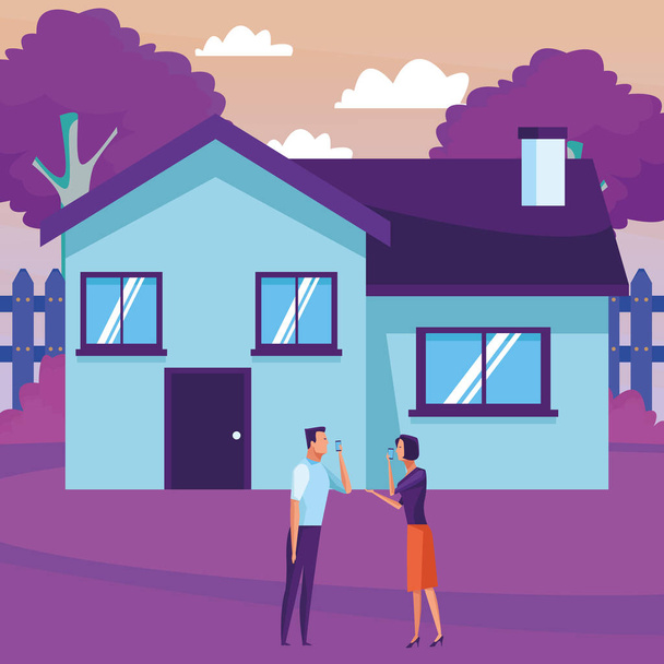 couple and house - Vector, Image