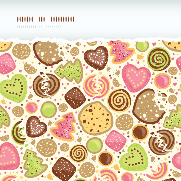 Colorful cookies horizontal torn seamless pattern background - Vektor, Bild