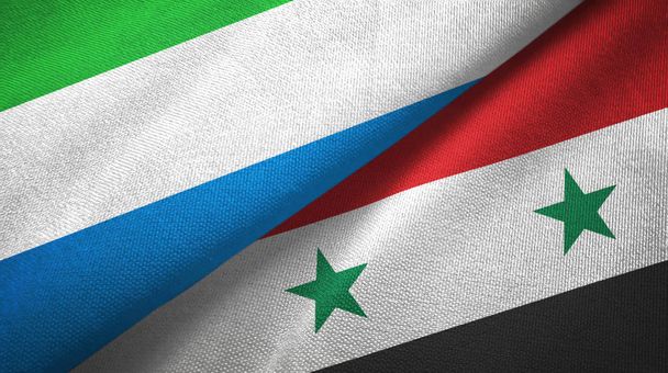 Sierra Leona y Siria dos banderas tela textil, textura de la tela
 - Foto, Imagen