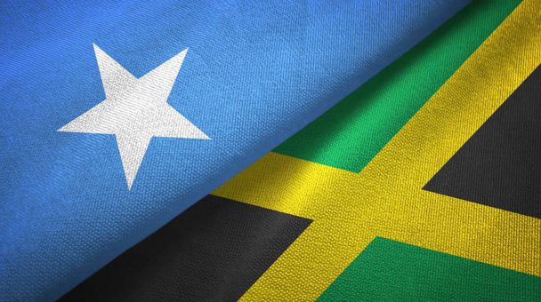 Somalia and Jamaica two flags textile cloth, fabric texture - Photo, Image
