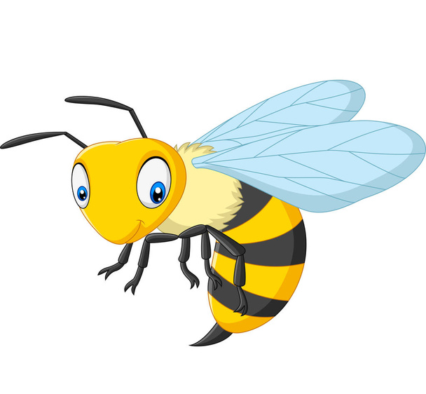 Ilustração vetorial da vespa feliz dos desenhos animados isolada no fundo branco
 - Vetor, Imagem