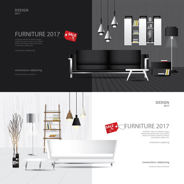 2 バナー家具販売デザイン テンプレート ベクトル図 - ベクター画像
