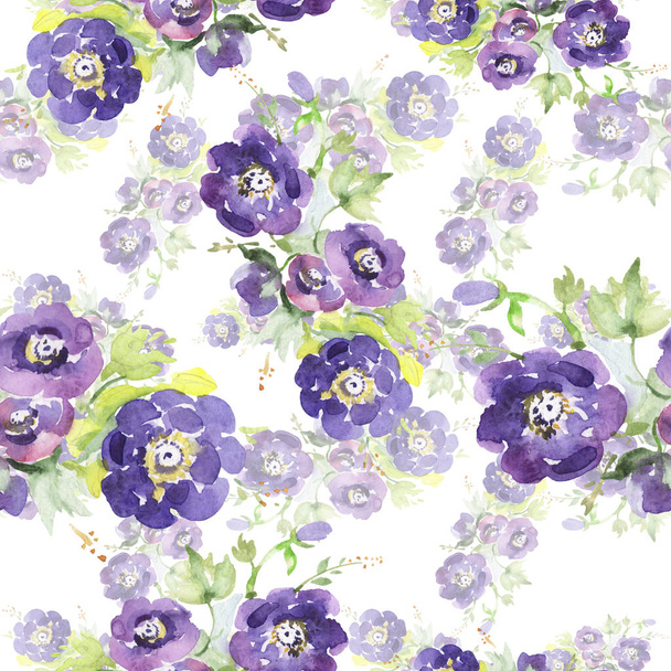 Bouquet floral botanical flowers. Watercolor background illustration set. Seamless background pattern. - Foto, Imagem