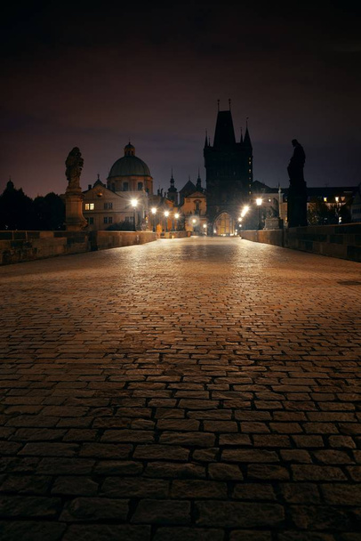 Charles Bridge in Prague Czech Republic at night - Фото, зображення