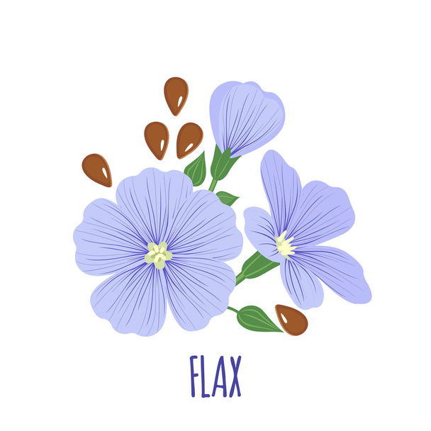 Flax icon in flat style isolated on white. - Vektor, Bild