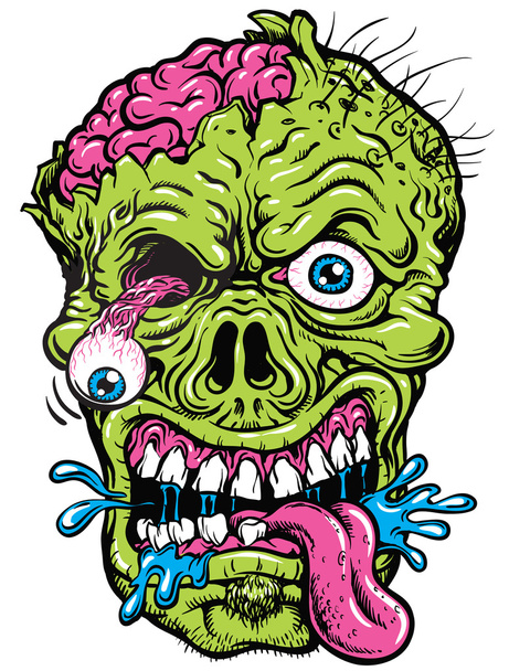 Detaylı zombi kafa - Vektör, Görsel