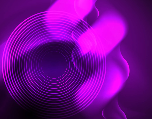 Shiny metallic neon waves vector design - Vector, Image