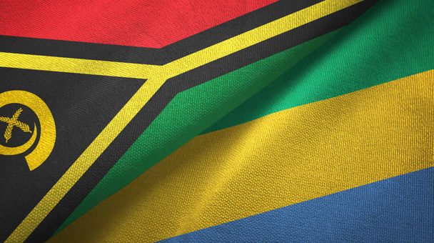 Вануату і Габон два прапори текстильна тканина, текстура тканини - Фото, зображення