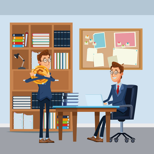 бизнесмены сидят в офисном кресле
 - Вектор,изображение