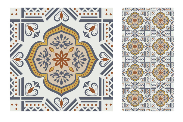 Vintage tegels patronen antieke naadloze ontwerp in vector illustratie - Vector, afbeelding