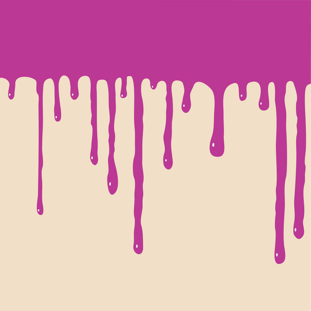 Een rand van een grote roze druipend van ijsvorming op een taart. - Vector, afbeelding