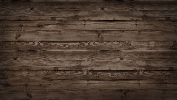 Brown wood texture, top view of wooden table. Dark wall background, texture of old top table, grunge background - Foto, Bild