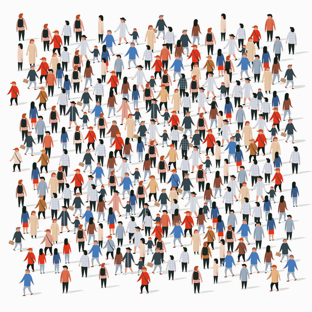 Large group of people on white background. People communication concept. - Vector, Image