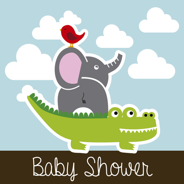hayvanlar bebek duş - Vektör, Görsel