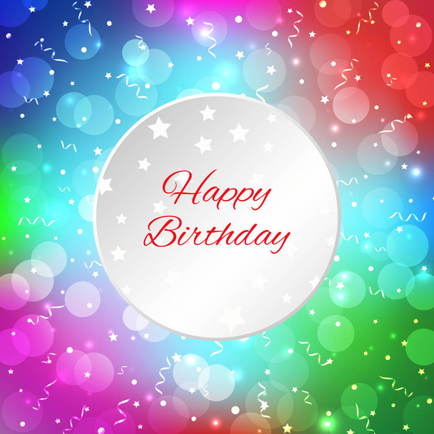 Festive party colorful background with confetti, bokeh and serpentine. Bright multicolor holyday background. Happy birthday card with place for text. Vector greeting card - Vektor, kép