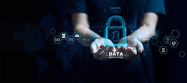 データ保護プライバシーの概念。Gdpr、 ユーサイバーセキュリティネットワーク - 写真・画像