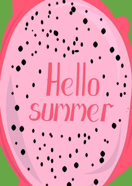 Hello summer. Background made of pitaya, dragon fruit. Vector gr - ベクター画像