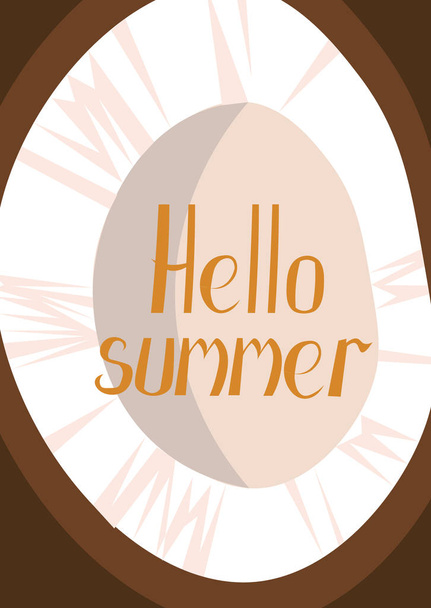 Hello summer. Coconut background. Vector greeting card, poster,  - Vettoriali, immagini