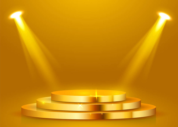 Abstract round podium illuminated with spotlight. Award ceremony concept. Stage backdrop. - Vecteur, image