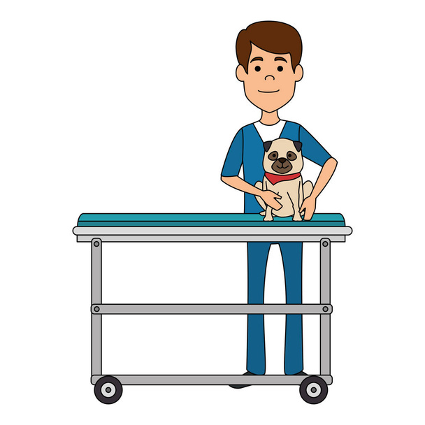 állatorvosi orvos kutyával hordágyon avatar karakter - Vektor, kép