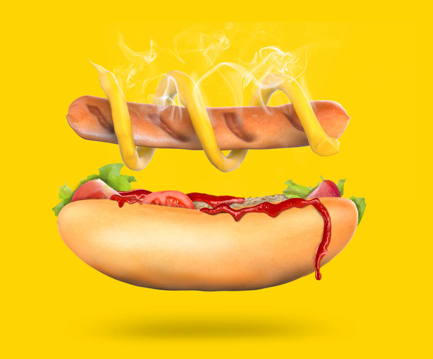Hot Dog klassikko sinappiinAmerican pikaruokaa
 - Valokuva, kuva