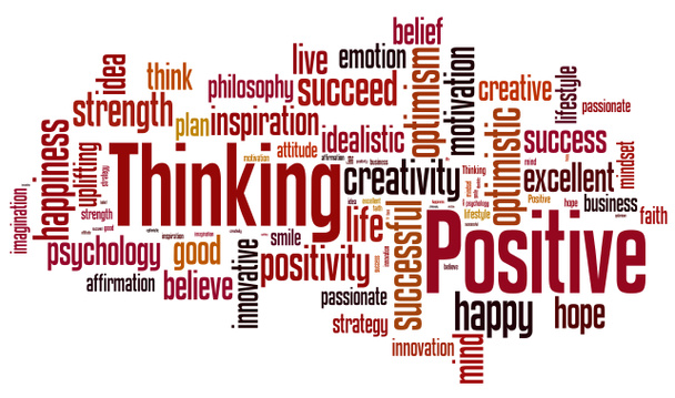 Pozitif düşünme kelime bulutu. Pozitif düşünme tipografi arka planı.  - Fotoğraf, Görsel