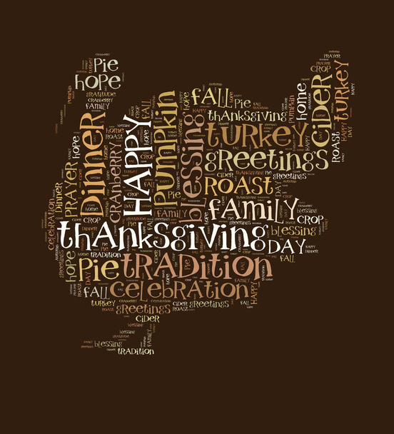 Dia de Ação de Graças nuvem de palavras em forma de peru
 - Foto, Imagem